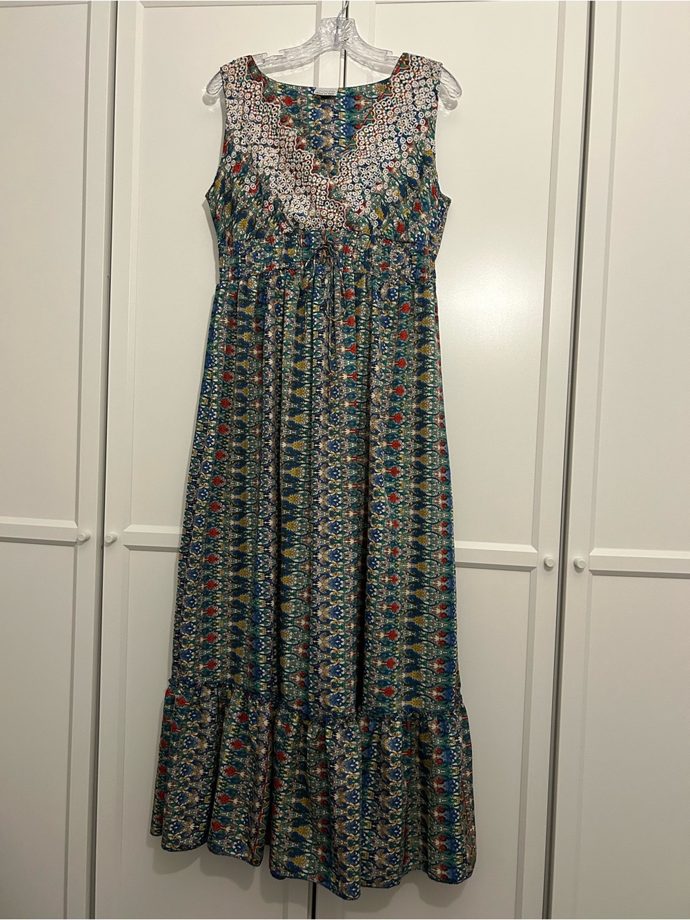 Boho Floral Print Maxi Dress Art Silk Blend women’s medium